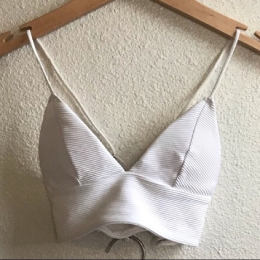 Ribbed White Bikini Top